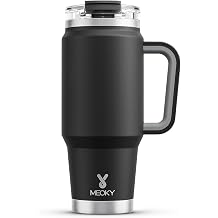 Meoky 32 oz Tumbler with Handle, Insulated Tumbler with Lid and Straw, Stainless Steel Travel Mug, Keeps Cold for 24 Hours, 100% Leak Proof, Fits in Car Cup Holder (Night)