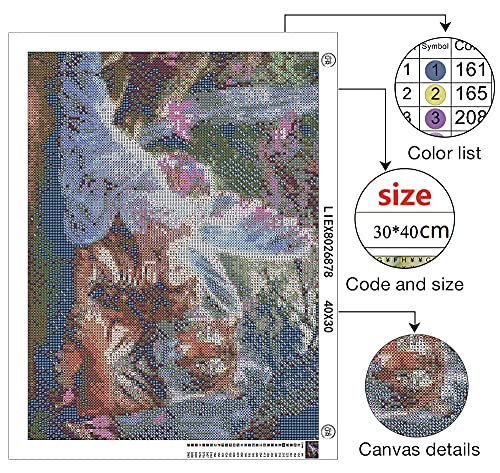 5D Diamond Painting Kits For Kids,Diy Paint By Numbers For Adults Fairy And Tiger Angel Fantasy Forest Art Kit Animal Beginner Diamonds Full Round Drill 5D Diamond Dots Craft #TOP1