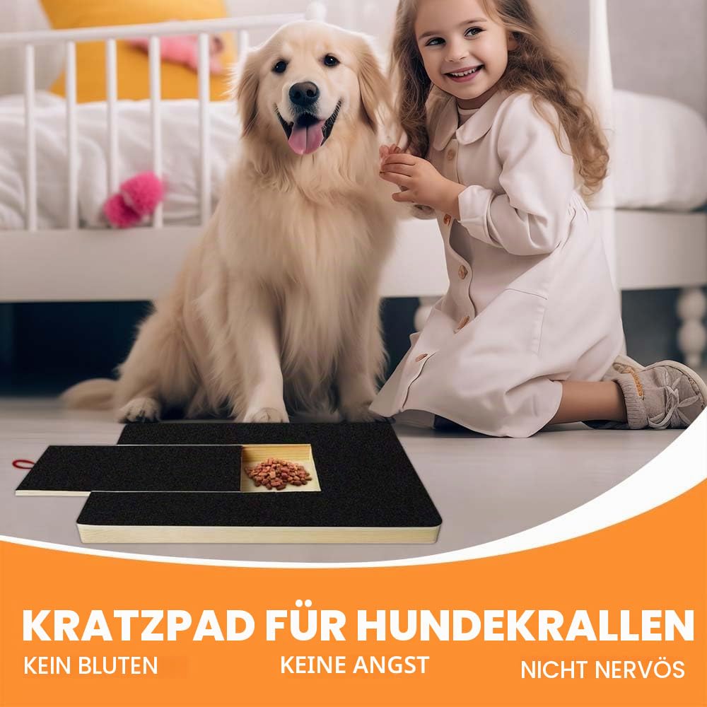 Krallenschleifer für Hunde mit Snack Box, Kratzbrett Hund mit 2 Ersatzblättern Schleifpapier, Hunde Nagelfeile für Nagelpflege Haustieren, Alternative Krallenschere Krallenschneider
