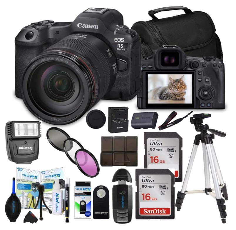 Image of Canon EOS R5 Mark II Mirrorless Camera | 45MP Full Frame Sensor 8K Video Recording (Camera w / RF24-70mm + PIXIBYTES Pro Bundle)