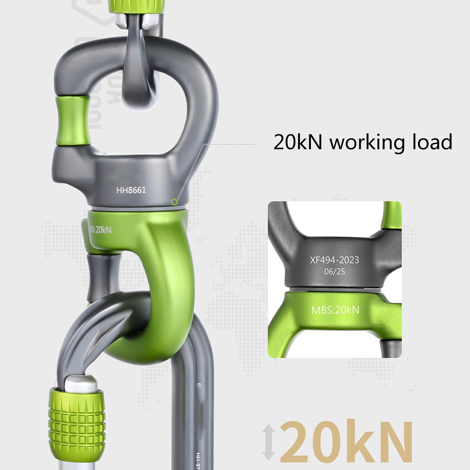 Mosquetón multiusos de acero inoxidable de aluminio con bloqueo automático para acampar al aire libre y escalada, conector de rueda fijo de instalación rápida