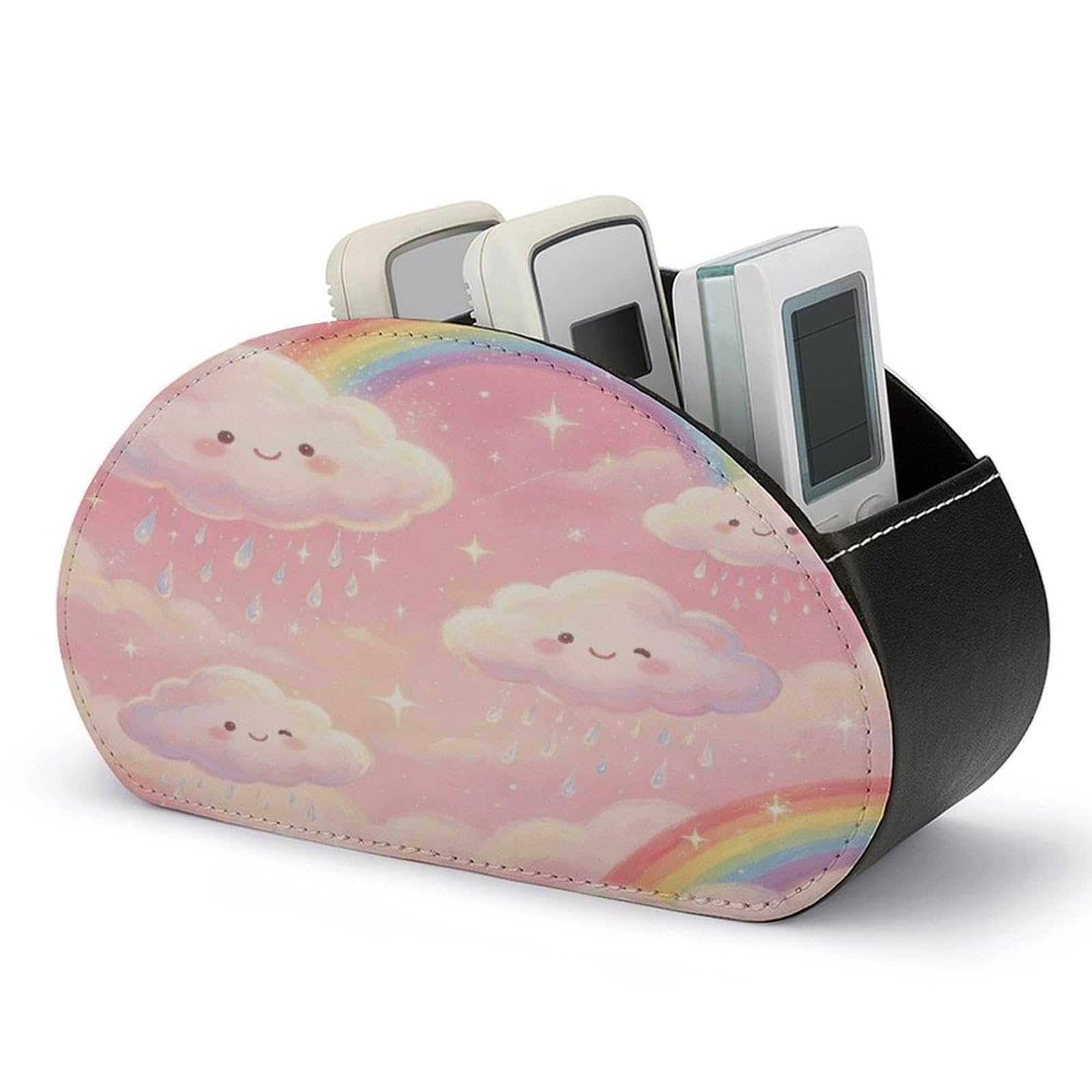 Btcowzrv Style Happy Clouds Rainbow Remote Control Holder With 5 Compartments