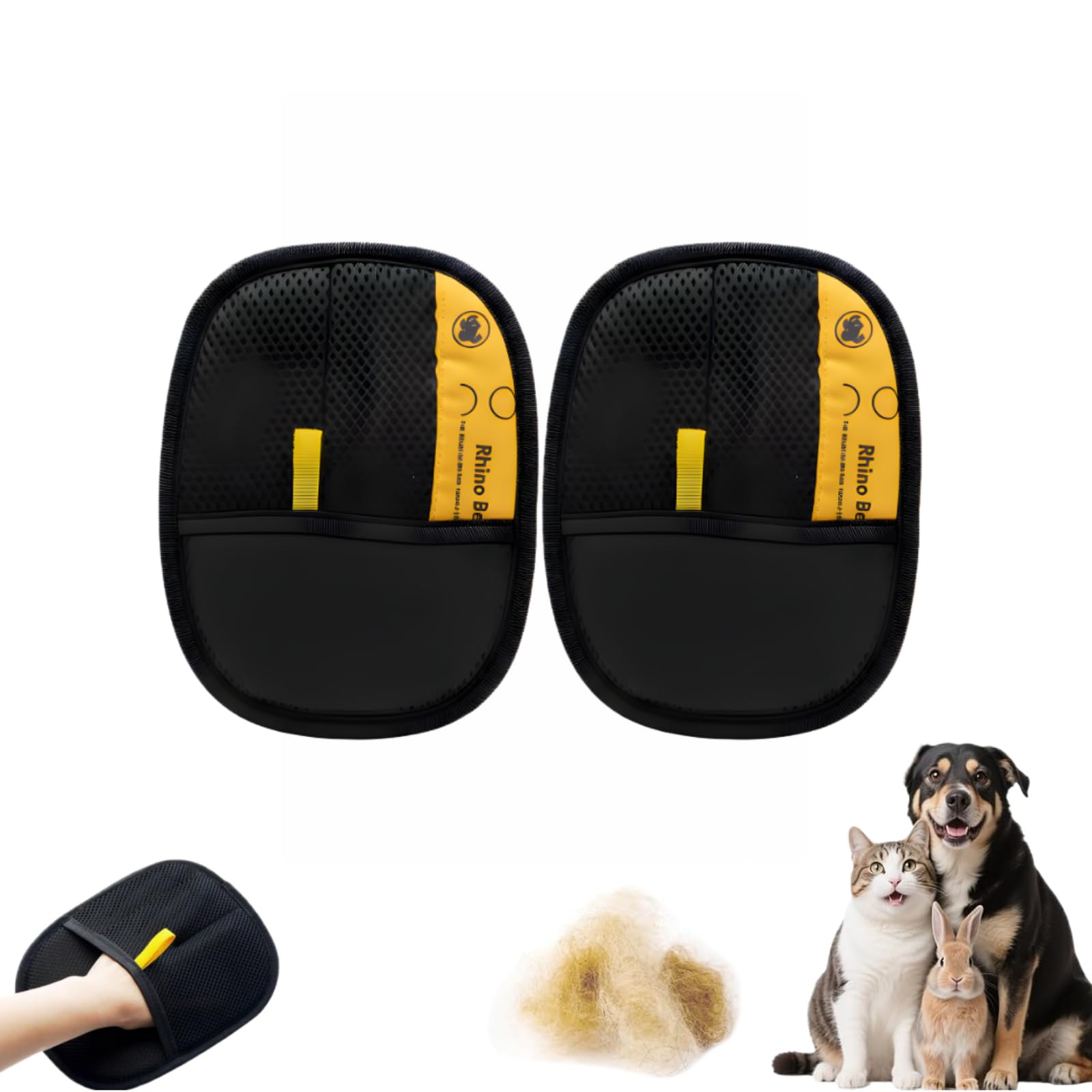 animouf Gantitouf Gants de toilettage pour Animaux – Brosse Double Face réutilisable pour Poils de Chat sur canapé