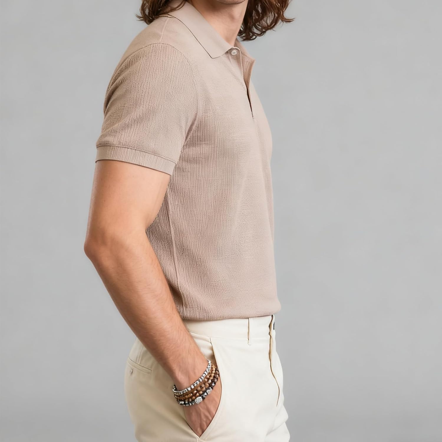 TrailTech Mens Polo Shirts Short Sleeve Textured Summer Beach Knit Polo Shirt Casual Golf Shirts Summer Collared Polo T Shirt - Image 7