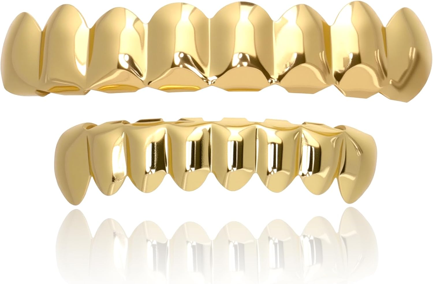Grillz Men Hip Hop Gold Plated Teeth Grillz Grills Sparkling 8 Tooth Jewelry18K Gold-Plated Brass Dental Grills with Molding Bars Tooth Plating 18K Gold Halloween Party Costume Unisex