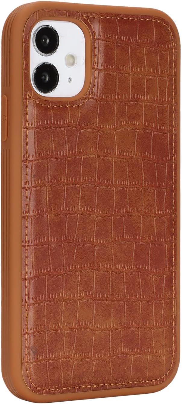 Ｈａｖａｙａ Textured Alligator Wallet Case for iPhone 11 - Detachable 2-in-1 Magnetic Cover, Kickstand & Qi Charging Compatible Magasafe- Vintage Cognac Brown