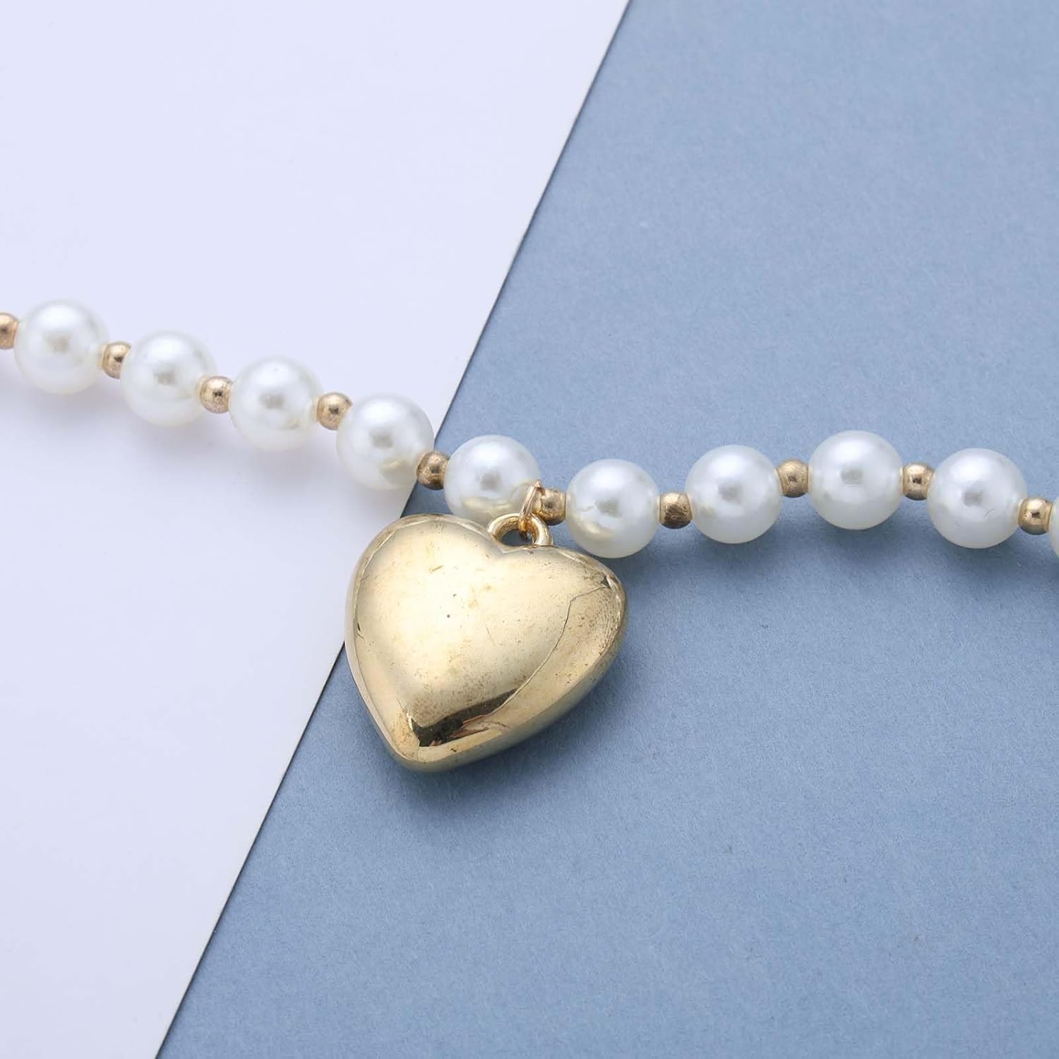 Heart Predant Necklace Gold Beaded Collar Necklaces Chunky Heart Choker Necklace Large Love Beaded Chain Necklaces Jewelry for Women - Image 4