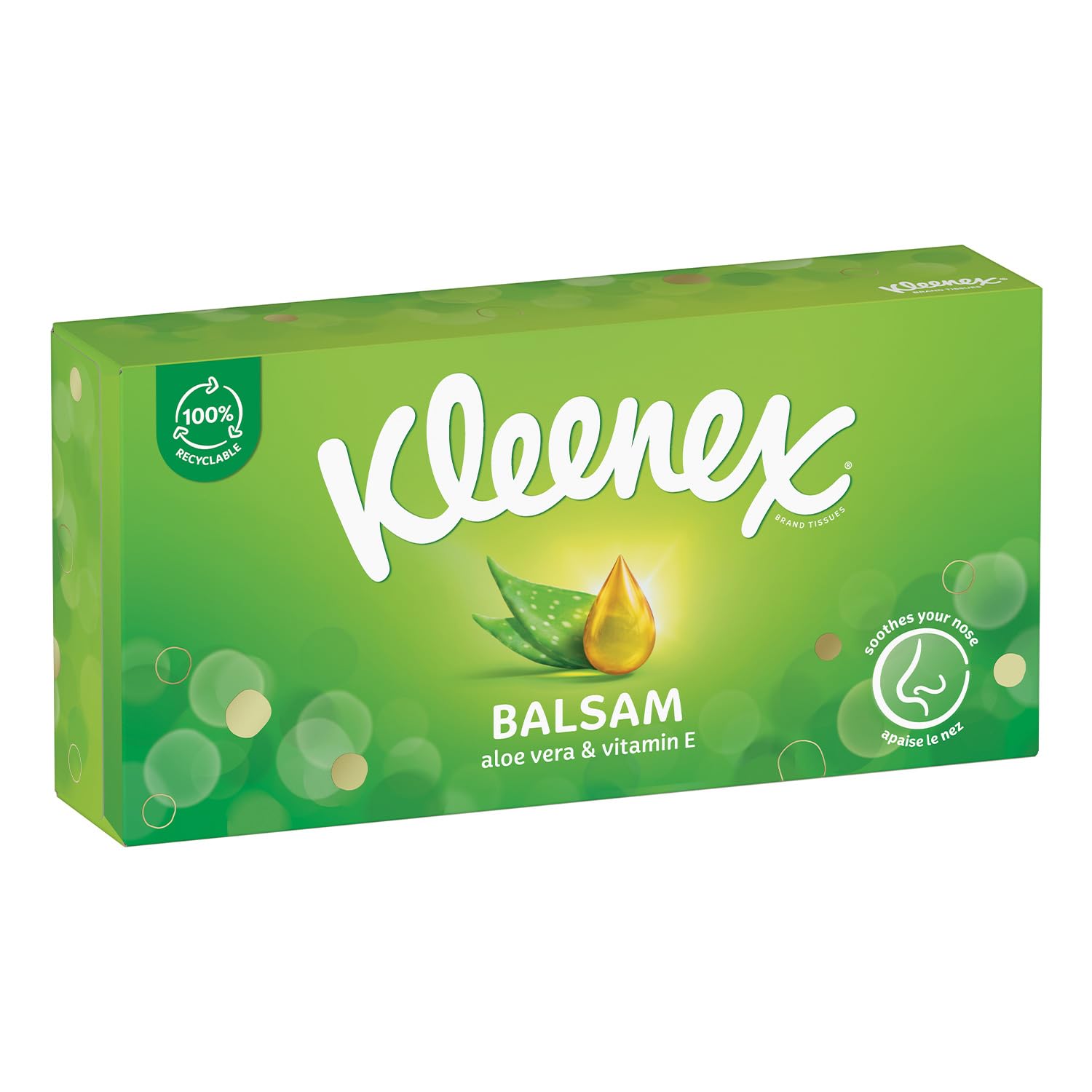 KLEENEX - Mouchoirs boîte Balsam (24 boites de 64 mouchoirs) - dépose un baume protecteur qui apaise vos nez idéal en cas de gros rhumes - Fabriqué en France
