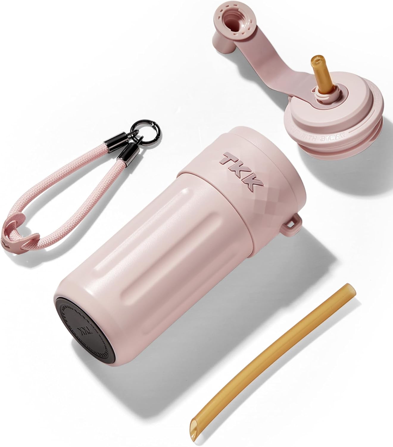 TKK 17 OZ Travel Tumbler Ceramic Lining with Straw Lid, Stainless Steel Vacuum Insulated Double Wall Coffee Tumbler, Leak Proof Iced Water Bottle with Carry Strap for Hot & Cold Drinks, Pink - Image 7