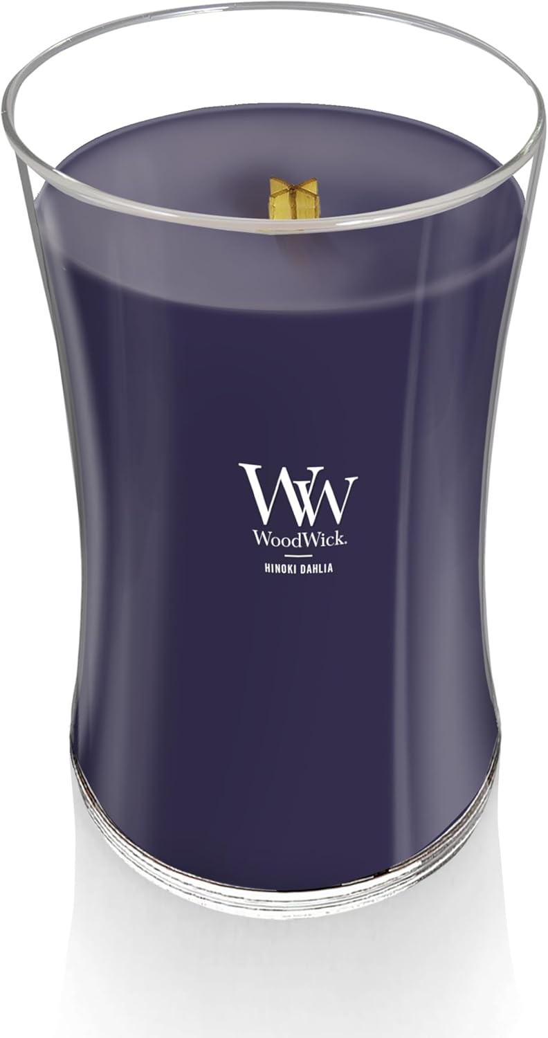 WoodWick Large Hourglass Candle Hinoki Dahlia - Premium Soy Blend Wax Pluswick Innovation Wood Wick Made in USA - Image 3