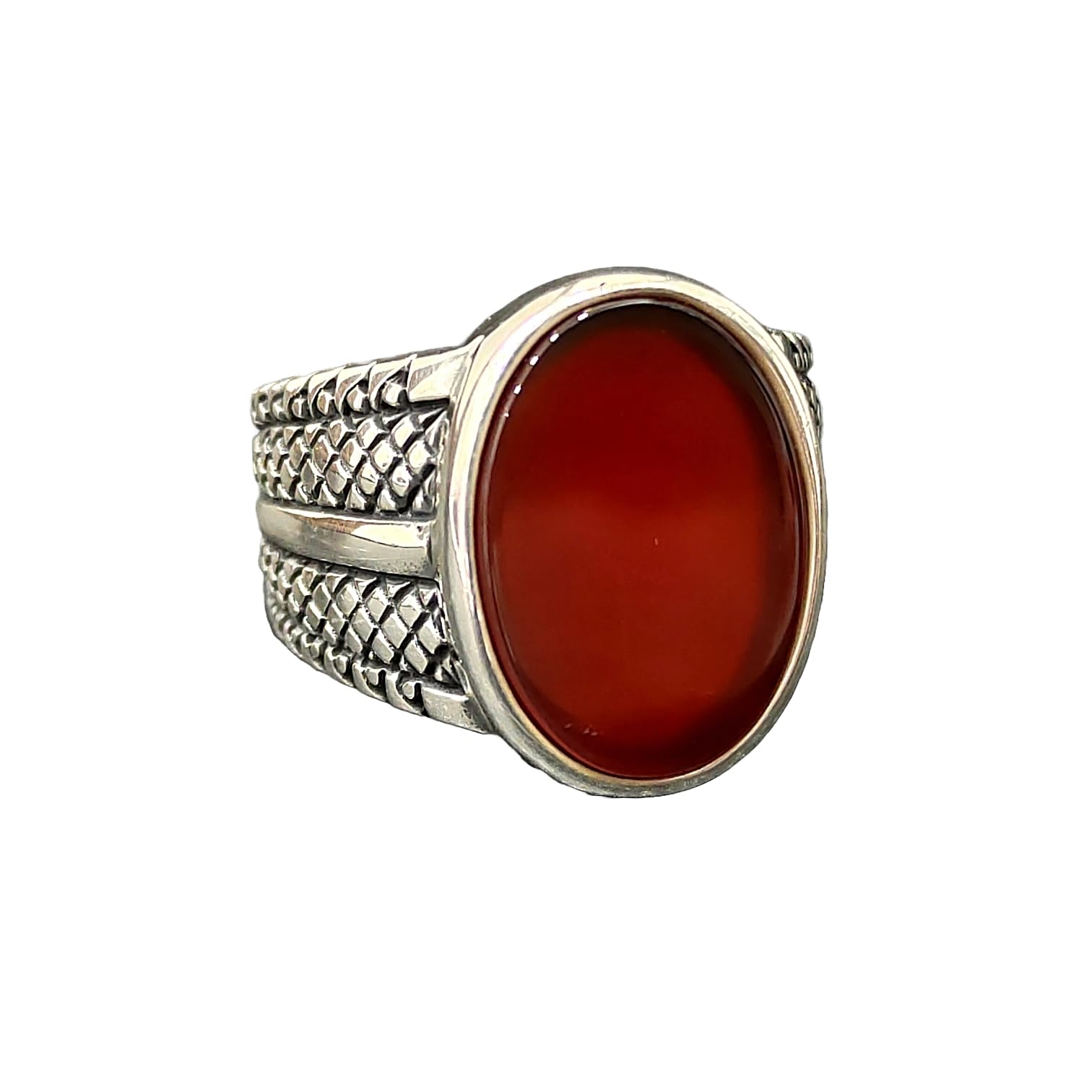 Red Agate Oval Stone Handmade Silver Ring, Silver Yemeni Aqeeq Gemstone Ring, Turkish Handmade Jewelry, 925 Sterling Silver Men's Jewelry