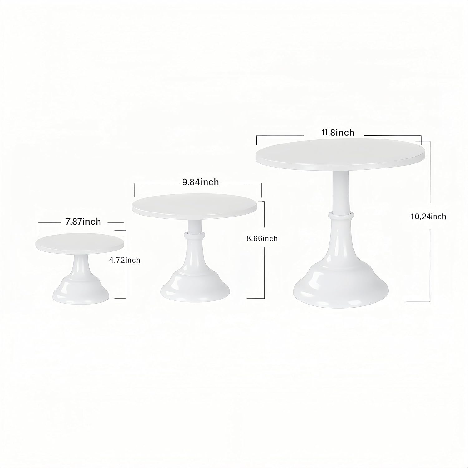 3pcs Metal Cake Stand Set 8''10''12'' Dessert Table Display Perfect for Baby Shower Wedding Birthday (white)
