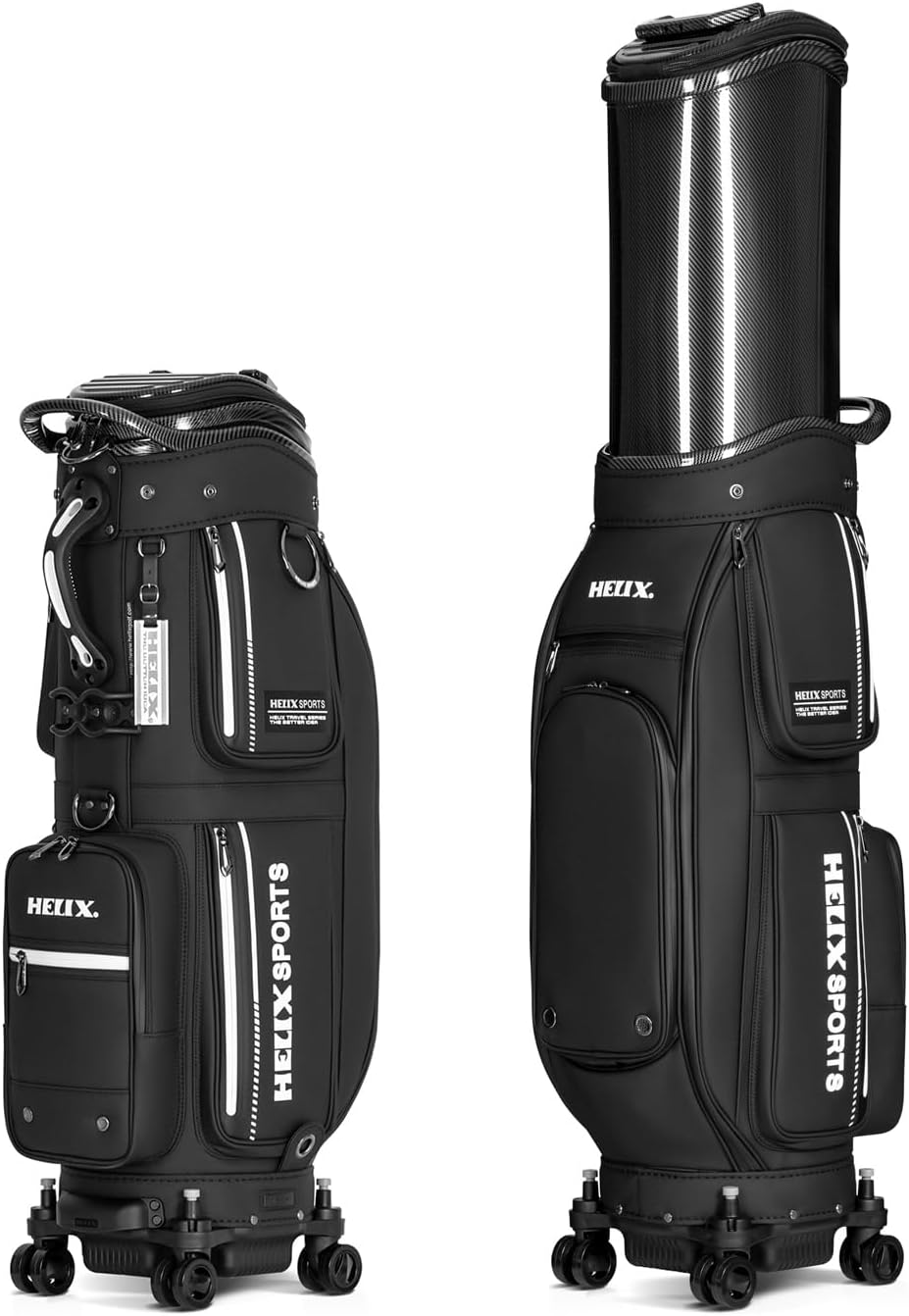 HELIX Golf Bag - 4-Wheel Rolling System, Retractable top and Wheels for Easy Transport, Effortless Travel