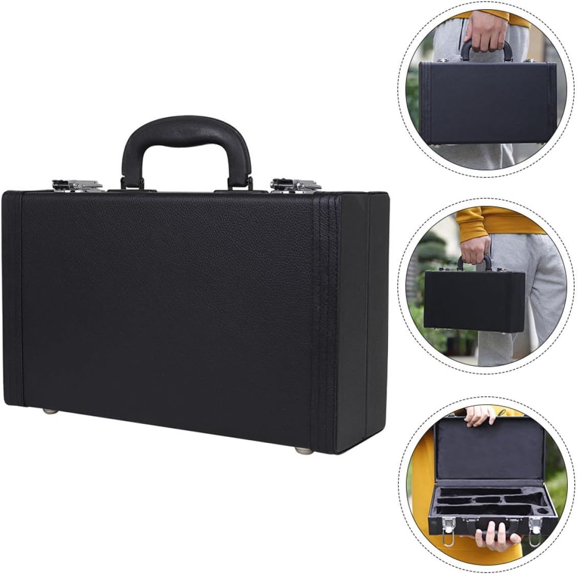 Padded Clarinet Carrying Case with Scratch-resistant Leather Shockproof Design and Soft Cotton Lining Portable Clarinet Storage Box for Protecting Instrument From Bumps and