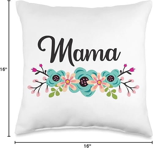 Miniatura 4 de Almohada para niños con texto en inglés "Mama Kids", diseño floral, 16.0 x 16.0 in, multicolor