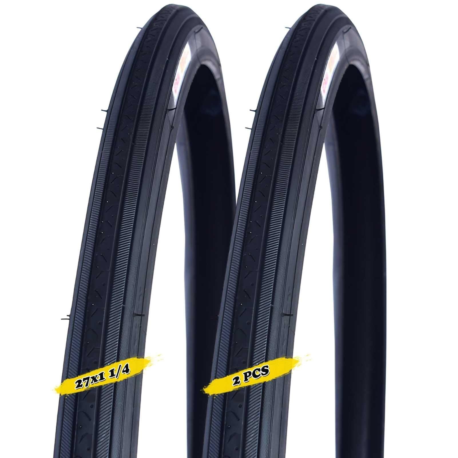 27x1 1/4 Opona Rowerowa Przeciwpęknięciowa, 27x1 1/4 Przeciwprzebiciowa MTB Miasto Miejska Opona Rowerowa | 27 Cal Czarna Opona do Dojazdów Miejskich(2個)