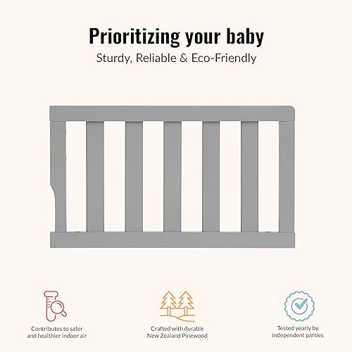 Miniatura 5 de Dream On Me baranda universal convertible para cuna de bebé, gris ( Storm Grey Pearl)