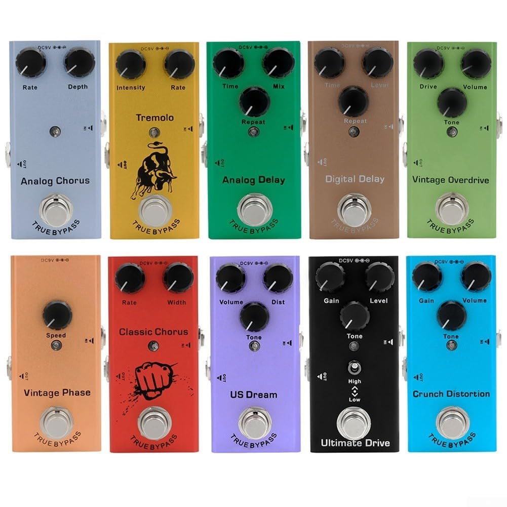 Zoegneer Efectos de guitarra analógica Chorus Digital Delay Tremolo Pedal de guitarra con overdrive vintage (E)