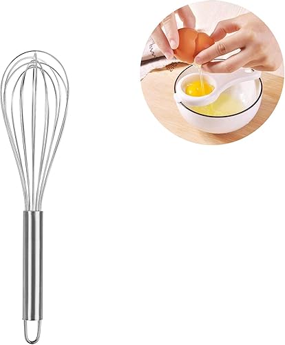 Batidor de globo de acero inoxidable, batidor de alambre de 10 pulgadas, batidor de mano para mezclar, batir, batir y remover el separador de huevos