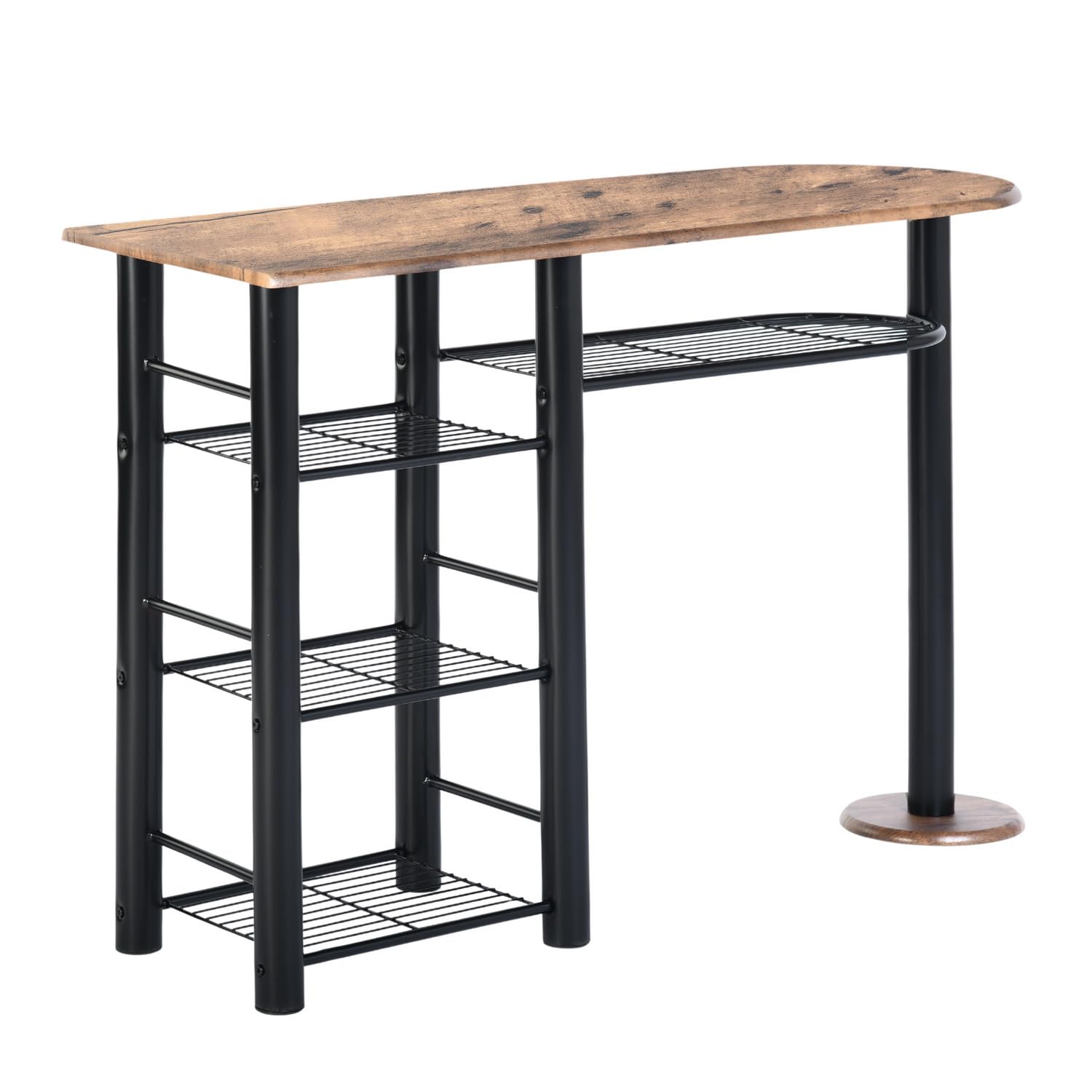 Table haute avec tabourets de bar pour 2 personnes - Table de bar avec espace de rangement et 2 tabourets de bar - Table pliante avec 2 chaises - 110 x 40 x 80 cm - Marron et noir