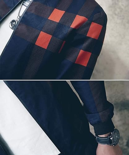 Miniatura 6 de LOGEEYAR Chaqueta Bomber para Hombre Chaqueta Casual Ligera de Bloques de Color Cortavientos Abrigo con Bolsillo