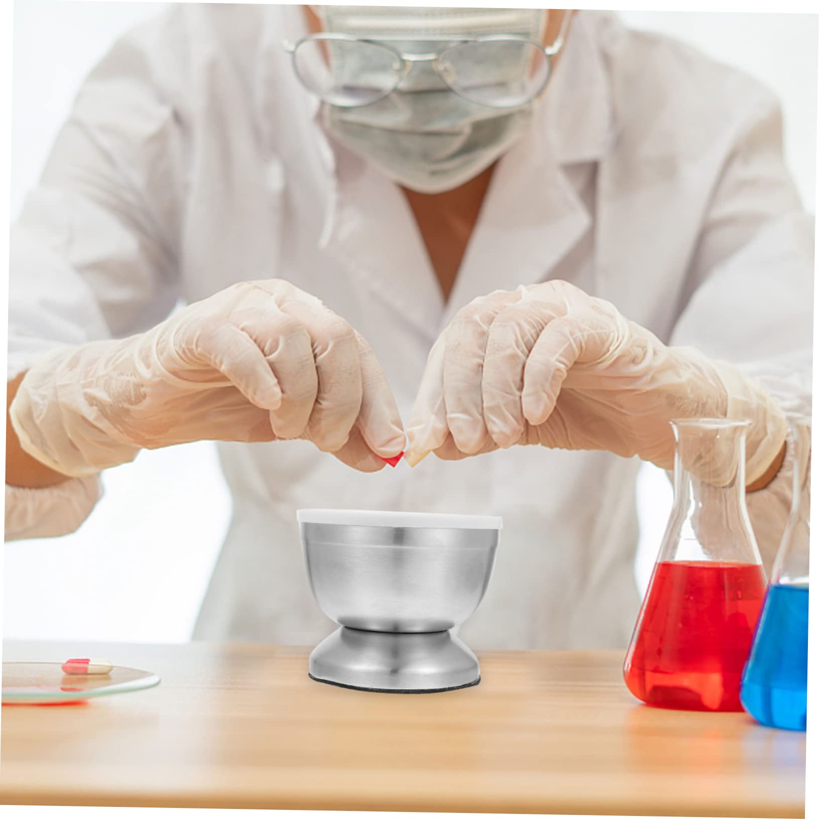 1satz Knoblauchpresse Und Lebensmittelechter Garbenteller Mit Stößel Für Knoblauch Gewürze Und Kräuter Einfach Zu Reinigen Für Küchenliebhaber