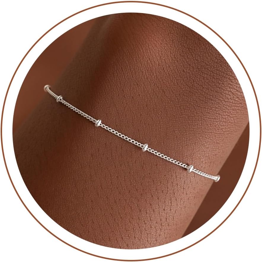 S925 Sterling Silver 1.2mm Bead Chain Bracelets for Women