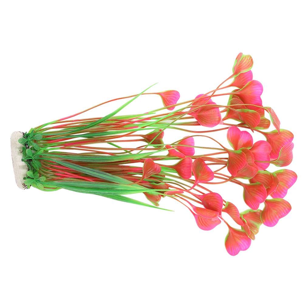 HEEPDD Plantes d'aquarium Aquatiques artificielles de Simulation, décorations de réservoir de Poissons en Plastique sous-Marin d'herbe d'eau de Plante pour l'aquarium(Rose)