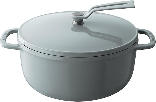 Vermicular Oven Pot 2.0 | Lightweight Enameled Cast Iron Pot | 22cm 3.7 Qt | Non-Toxic | Induction-compatible | Dutch Oven | Made in Japan | Oyster Gray