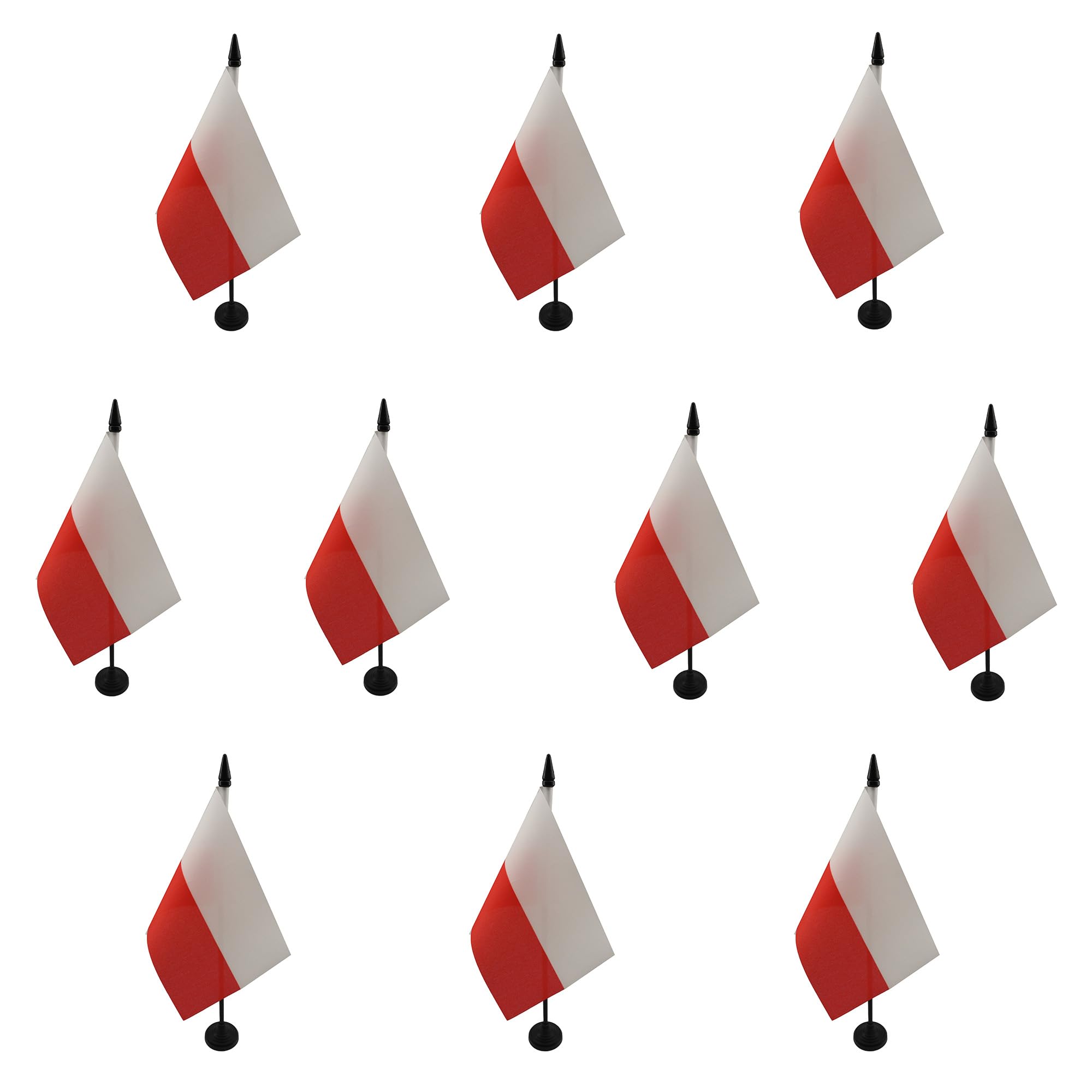 AZ FLAG Pack of 10 Poland Table Flags 4x6 in 100D Polyester Plastic Base