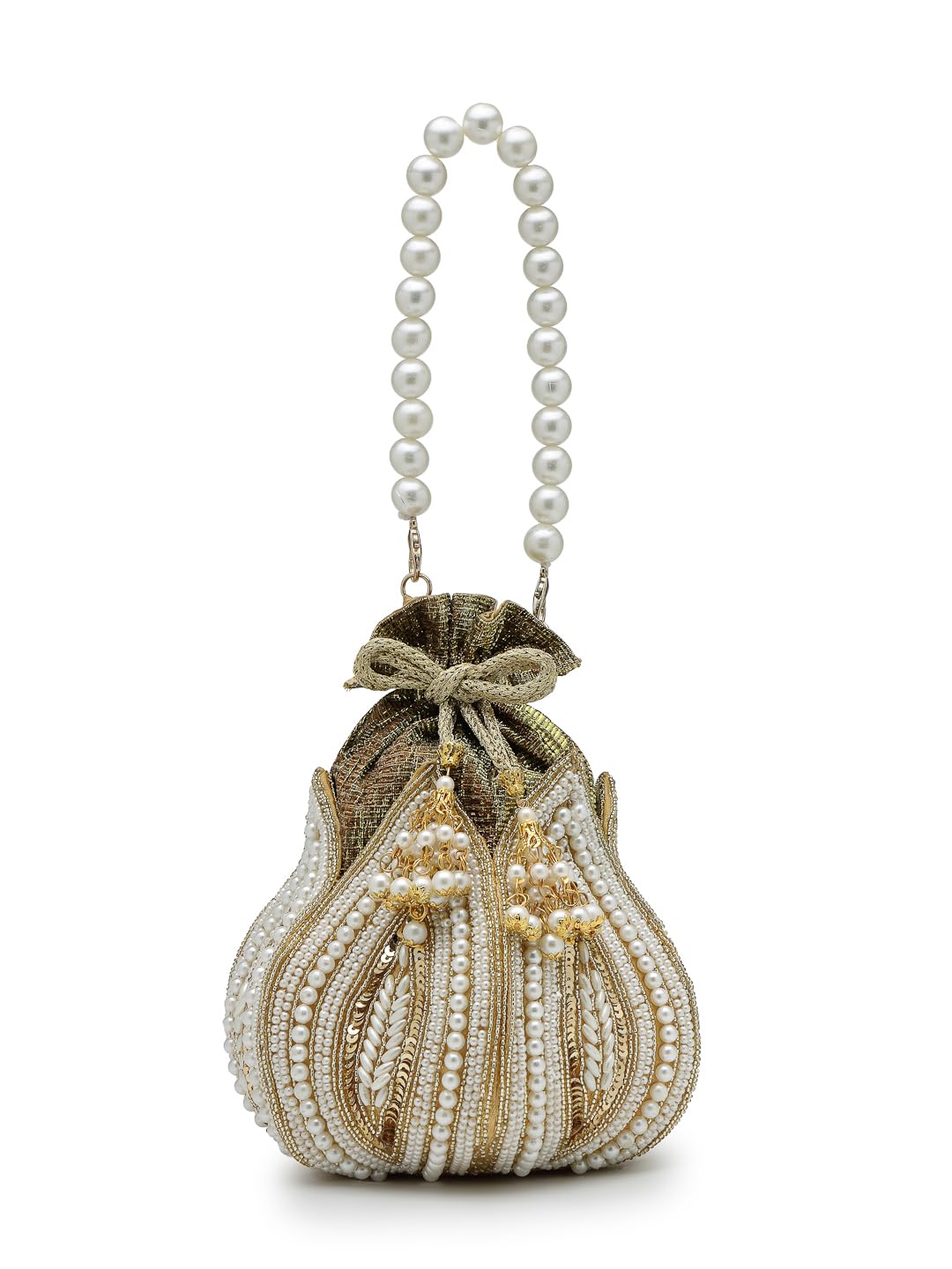 Lotus Pearl & Sequin Embellished Potli-image-41