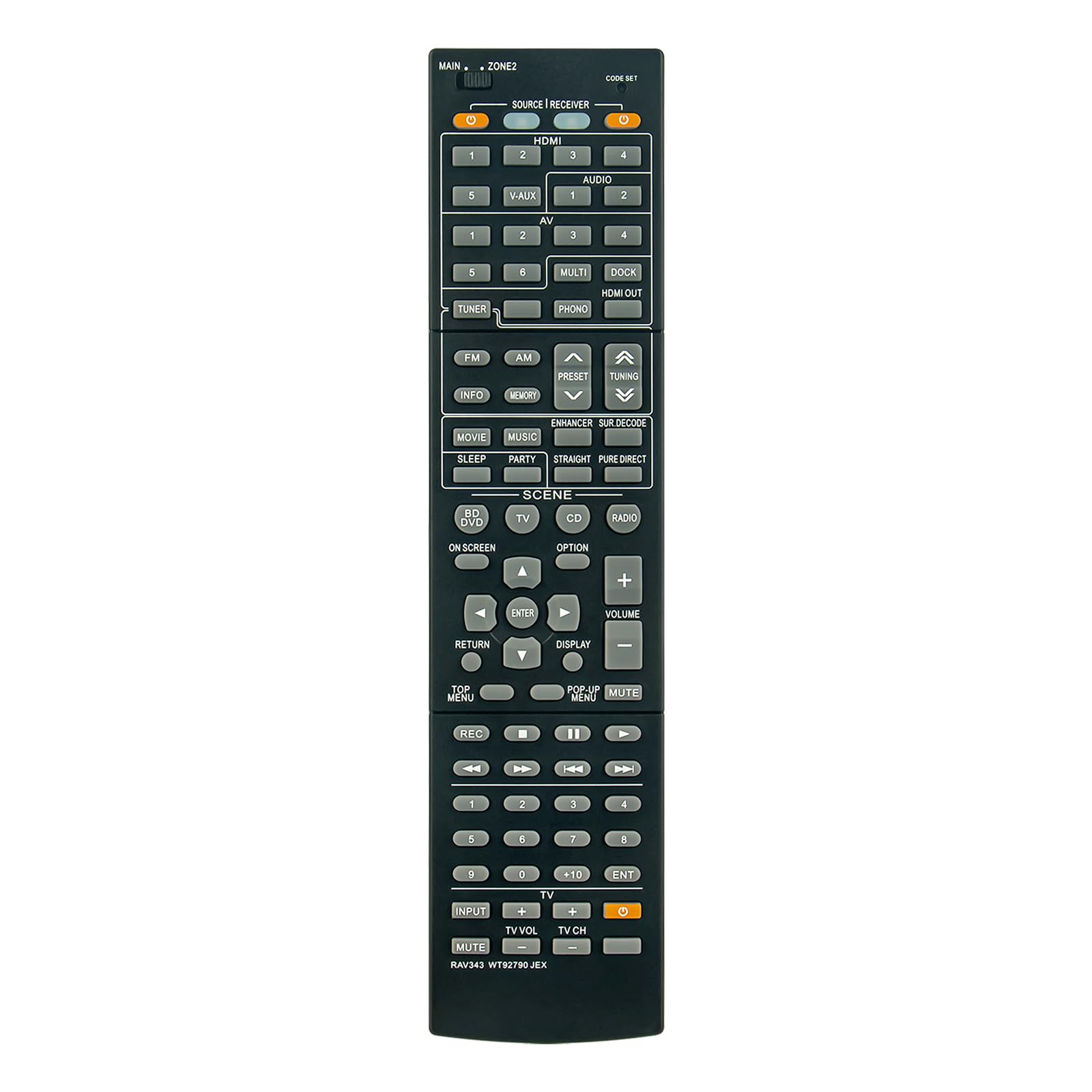 Télécommande compatible Yamaha RX-V667 RX-V767 RX-V867 RAV343 - 7