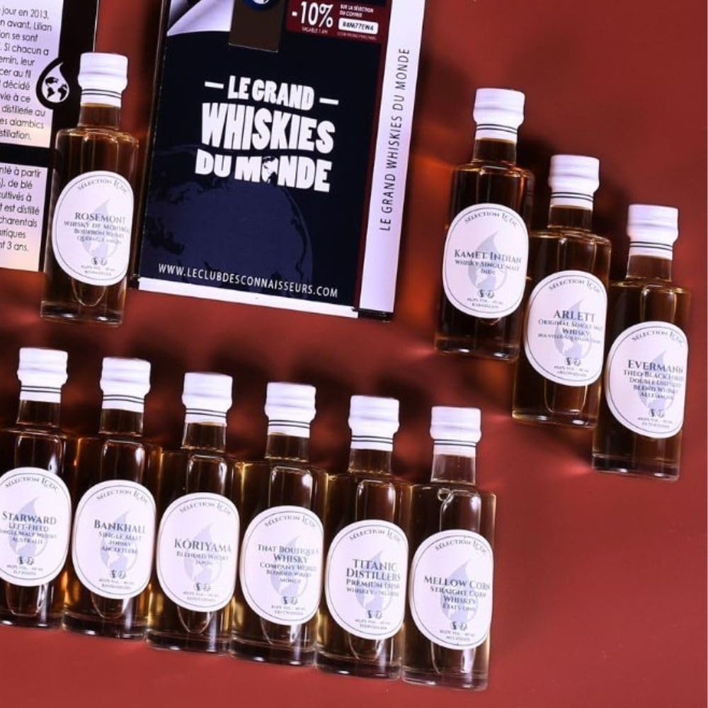 Le Grand Coffret Whiskys du Monde 12 x 40ml - En Solo Ou En Duo - Le Club Des Connaisseurs - Cadeau Homme