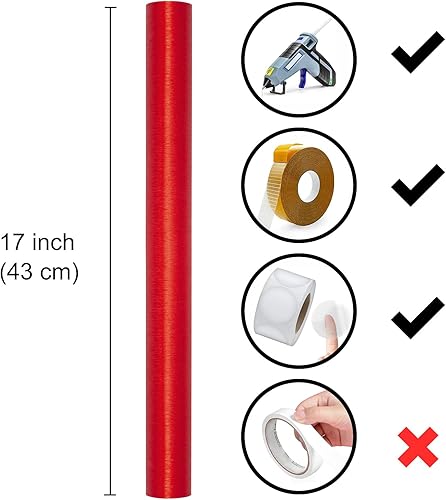 Miniatura 7 de Homeral Mini rollo de papel de regalo, 17 pulgadas x 16.5 pies, color rojo brillante sólido con textura cepillada para Navidad, cumpleaños, boda,