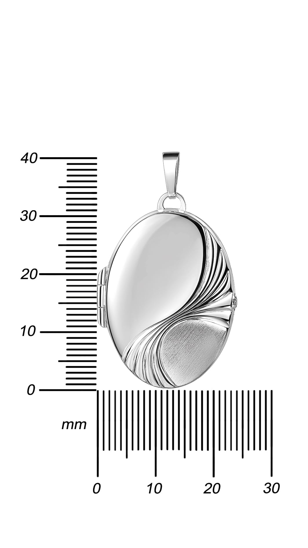 Medaillon XXL teilmattiert mattiert verziert oval 925 Sterling Silber mattiert zum öffnen für Bildereinlage 2 Fotos Amulett Verzierung - Randverzierung von Haus der Herzen® mit Schmuck-Etui
