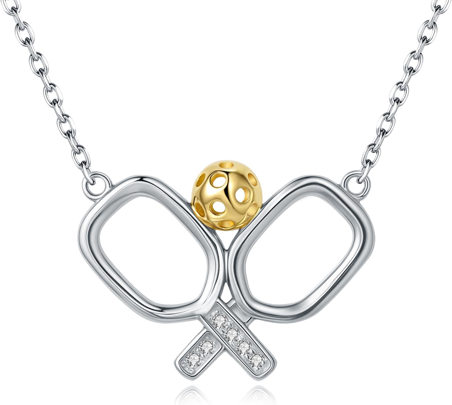 925 Sterling Silver Pickleball Necklace for Women Pickle Ball Jewelry Gifts for Lover Players