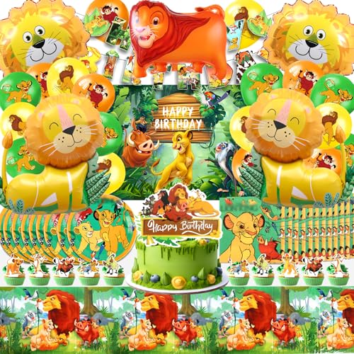 Decoraciones Cumpleaños Rey León, Globo Cumpleaños León, Vajilla para Fiestas de Rey León, León Decoracion Tarta, Fondo de La Foto Deco León de Fiesta de Cumpleaños