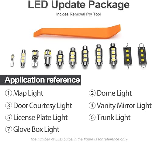 Miniatura 9 de Juego de 12 bombillas LED TL para interiores Acura TL 2004 2005 2006 2007 2008 superbrillantes 6000K blancas bombillas interiores LED para mapa,