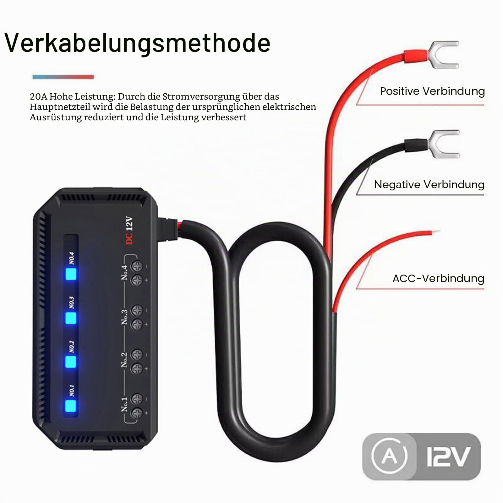 12-V-Motorrad-Sicherungsblock, 20-A-Sicherungs- und Relaiskasten-Kit mit LED-Anzeigeleuchte Schnellverdrahtungs-Sicherungskasten für Motorrädern, Autos und 12-V-Elektrofahrzeugen Installiert Werden