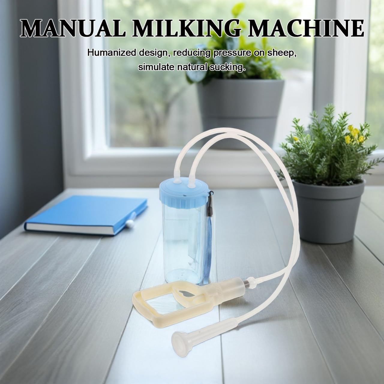 Ordeñadora Manual para Ovejas Portátil 500 G Extractor de Leche de Cabra Reutilizable Kit de Ordeño Doméstico Ligero para Granja y Uso Exterior