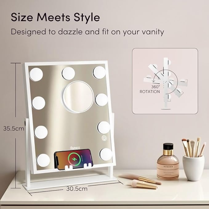 Espejo de Maquillaje Fancii con Luces, Altavoz BT y Carga Inalámbrica miniatura 2