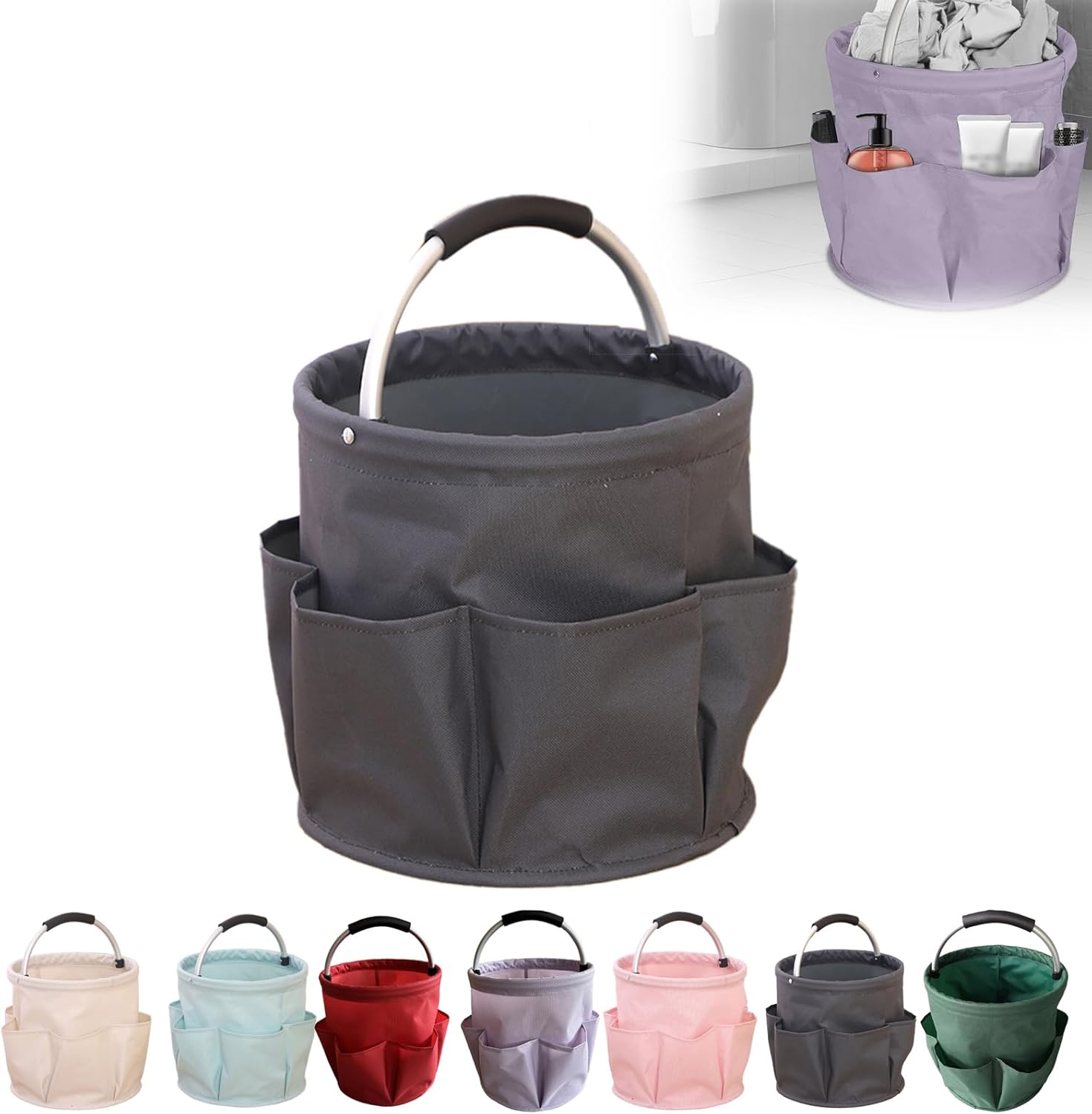 Professional Cleaning Caddy Organizer - 11" Wearable Cleaning Supply Bag with Adjustable Shoulder Strap & Handle - Housekeeper Essentials Organizer for Detailing Tools & Supplies (Grey)