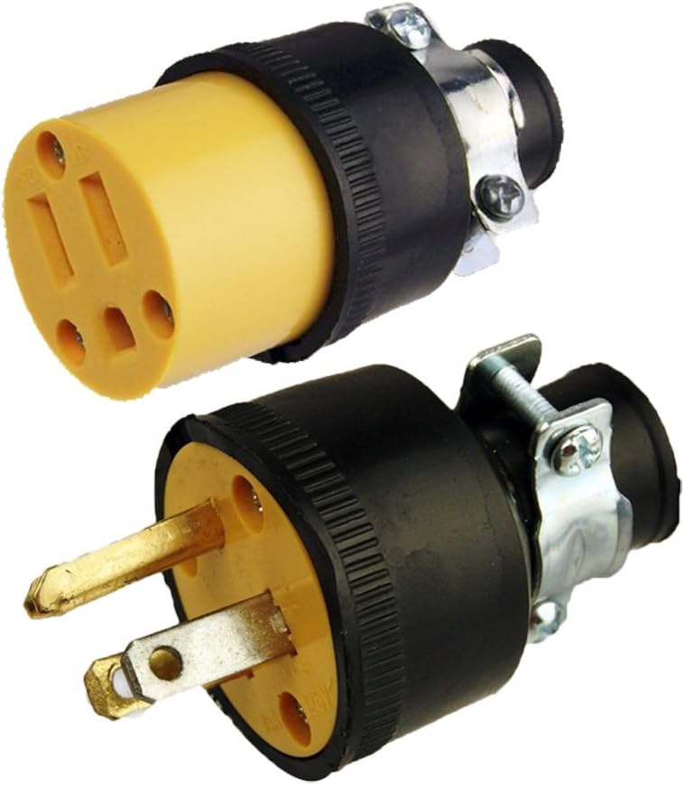 Black Duck Brand Male & Female Extension Cord Replacement Electrical Plugs End (2 Pieces)