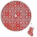 GIVERARE 48 Inch Christmas Tree Skirt with 16” Candy Stockings, White Large Merry Xmas Tree Mat...