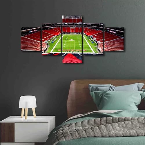 Vista 505 de Cuadros de estadios deportivos de fútbol americano de Minnesota, cuadros de vikingos, 5 paneles, lienzo para pared, arte de pared del estadio