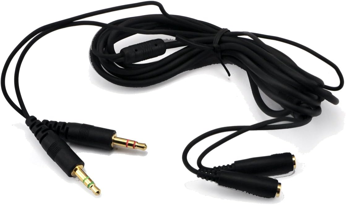 Premium Integrated Headset Extension Cord for Computer Gaming - Improved Audio Quality and Freedom of Movement (4.9 Foot,Black)