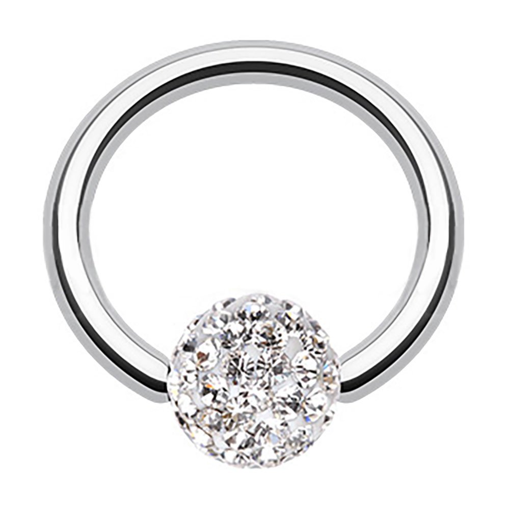 One Stainless Steel Captive Bead Ring: 16g 3/8", Tiffany Gem Bead: 5mm, Clear (SOLD INDIVIDUALLY. ORDER TWO FOR A PAIR.)