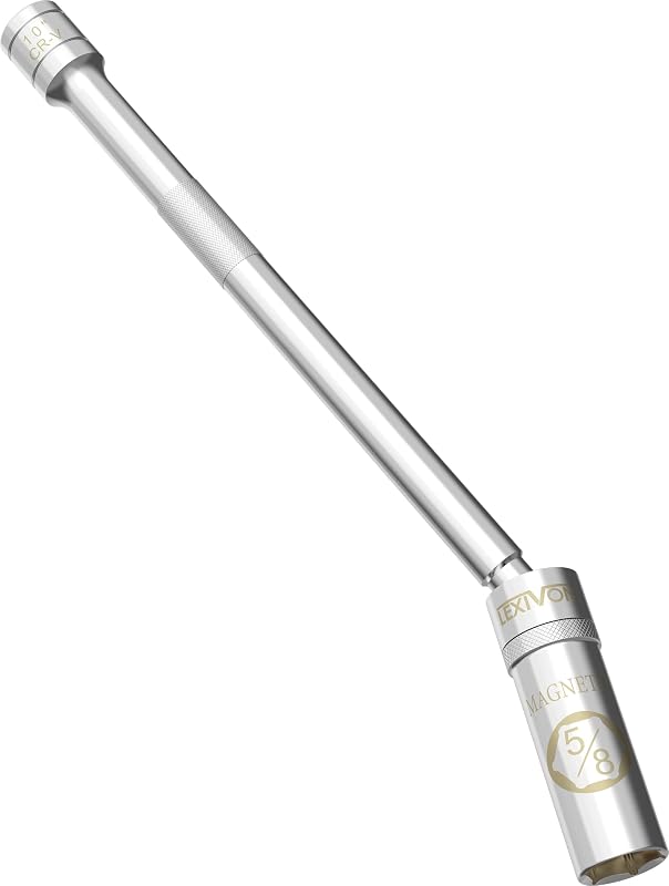 Soquete Magnético para Vela de Ignição LEXIVON 5/8 pol. com Articulação de 360°, Encaixe de 3/8 pol. e 25,4 cm de Comprimento LX-122