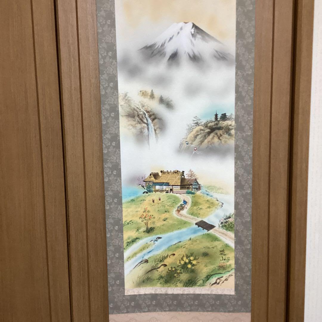 掛軸 山本遊山『九星盛運図』運勢好転図 絹本 肉筆 共箱付 掛け軸 p10303 掛軸 山本遊山『九星盛運図』運勢好転図 絹本 肉筆 共箱付