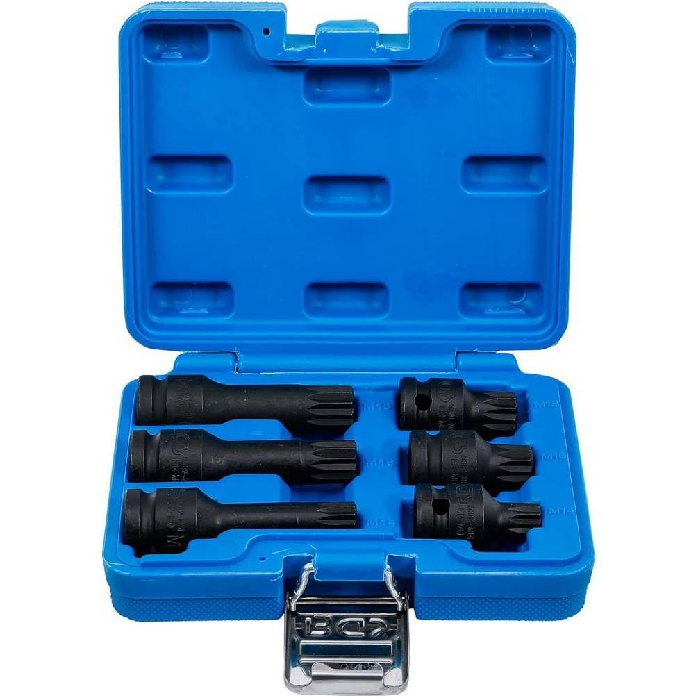 D-Work - Set di boccole a percussione, 6 pezzi, 12,5 mm (1/2), dentatura multipla interna XZN M14-M18, resistenza e precisione